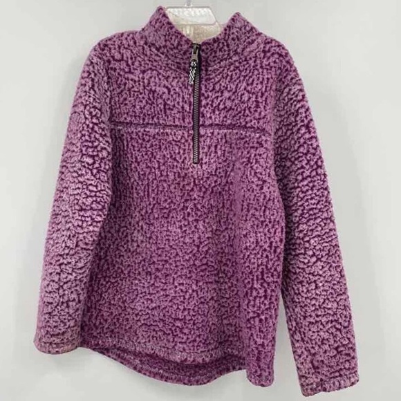 Wonder Nation Big Girls M 7-8 Sherpa Quarter Zip Pullover Purple Fall Winter - Picture 1 of 3